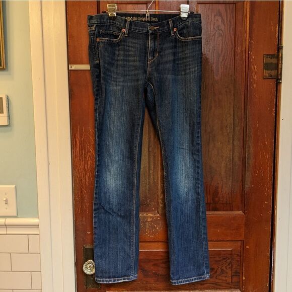 Levi's Denim - Levi's Straight 424 Jeans Medium Blue Lightly Distressed Size 9